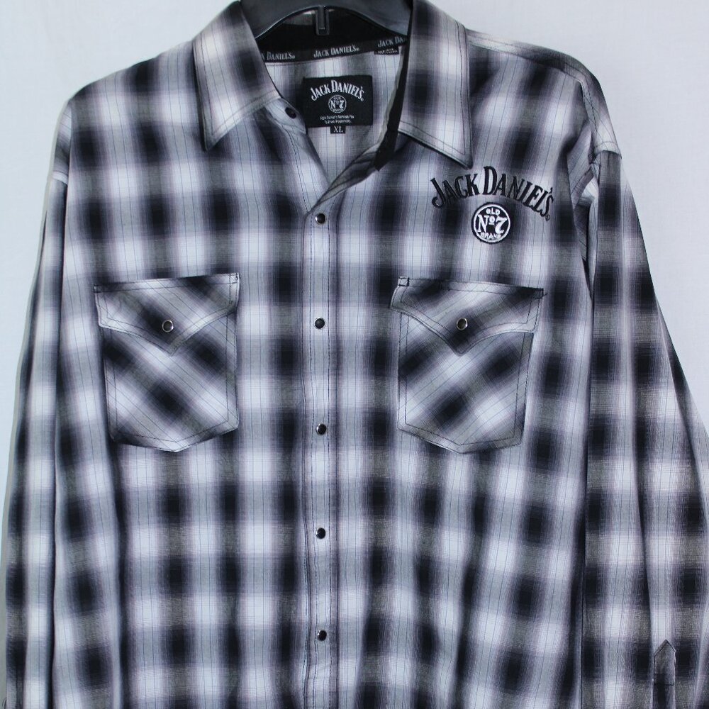 Jack Daniels Shirt Mens XL Button Up Pearl Snap Western Cowboy Rodeo Rockabilly
